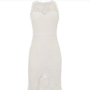 Women's White Floral Lace Slit Mermaid Wedding Dress